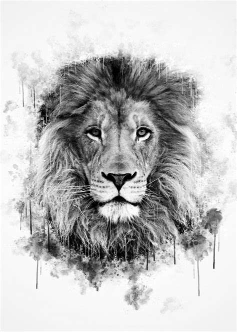 'Lion Head Black and White' Poster Print by Cornel Vlad | Displate in ...