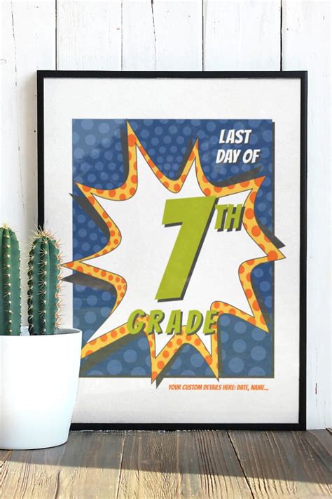 School Sign 7th Grade Printable Editable PDF DIY Photo Props