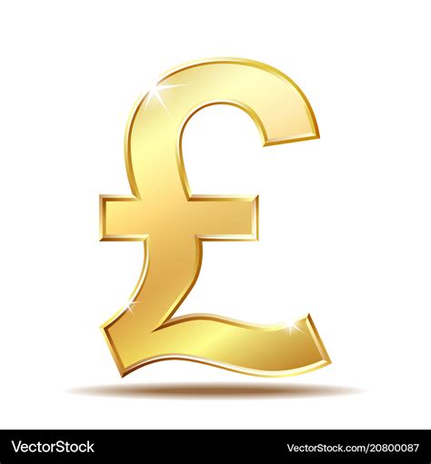 Shiny golden pound currency symbol Royalty Free Vector Image