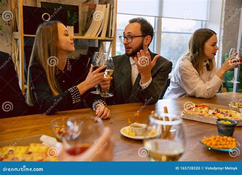 Happy Co-workers Celebrating while Company Party and Corporate Event Stock Photo - Image of ...