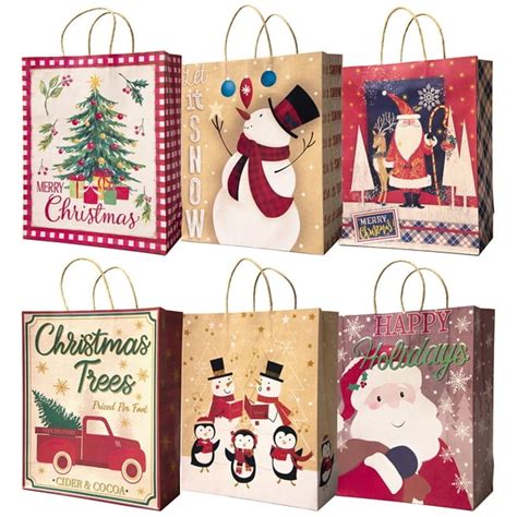 Pack of 12 Assorted Large Christmas Gift Bags with Handle - Walmart.com - Walmart.com