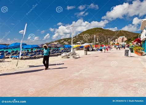 Great Bay Beach, St. Maarten Editorial Stock Photo - Image of tropical ...