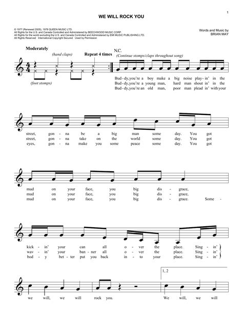 Queen - We Will Rock You sheet music