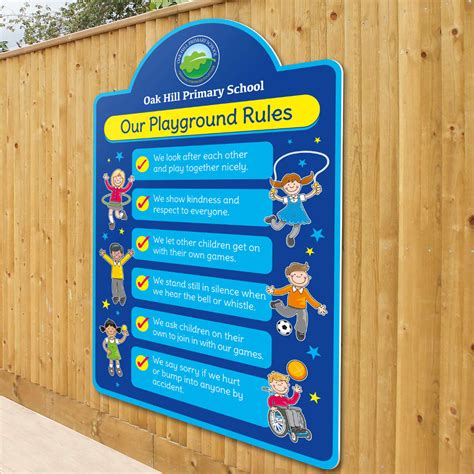 Playground Rules Sign, Arch-top - Customised For Your School