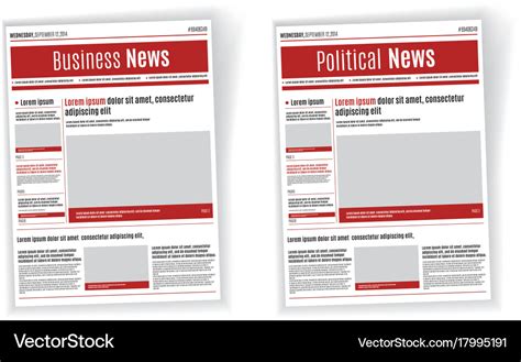 Newspaper design template with red headline Vector Image