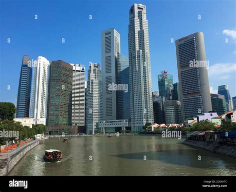 Singapore's skyline from Boat Quay. Singapore Stock Photo - Alamy