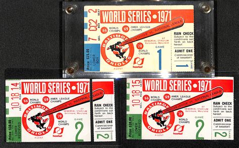 Lot Detail - Lot of (3) 1971 Baltimore Orioles World Series Tickets ...