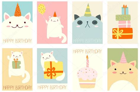 Set of birthday banners with cute cats — Stock Vector © frenta #139982562