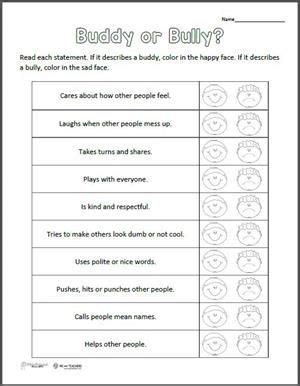 Buddy or Bully preview Bullying Worksheets, Anti Bullying Activities, Anti Bullying Week ...