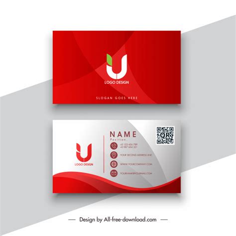 Business card templates elegant red white decor Vectors images graphic art designs in editable ...