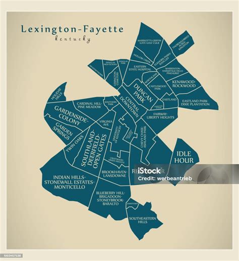 Modern City Map Lexingtonfayette Kentucky City Of The Usa With ...