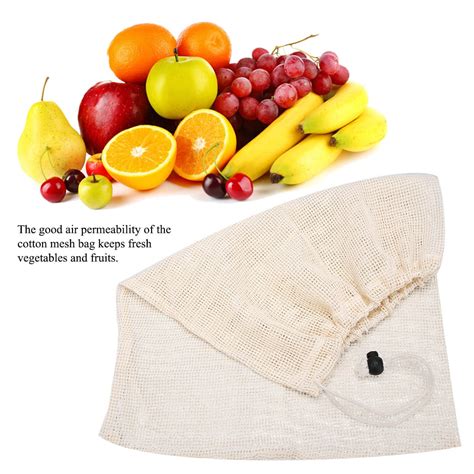 FAGINEY Natural Cotton Mesh Bags Lightweight Fruit Vegetable Shopping Storage Recyclable Net ...