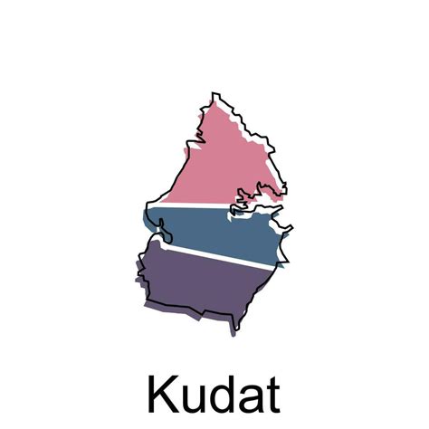 Map City of Kudat vector design, Malaysia map with borders, cities. logotype element for ...