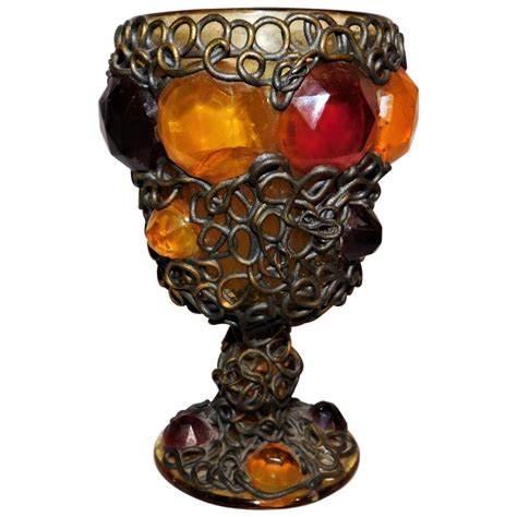 Ornate 19th Century Medieval Style Bejeweled Goblet/Chalice For Sale at 1stdibs