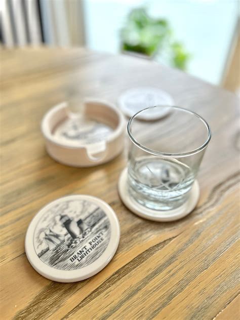 Nantucket Island and Lighthouses Scrimshaw Coaster Set – ACK 4170®