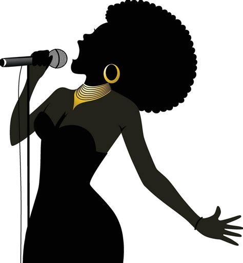 Black Female Singer Vector Illustration, Black American lady with an ...