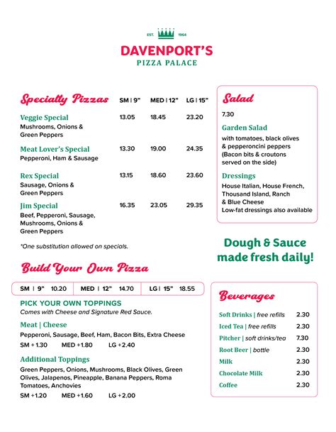 View Our Menu — Davenports Pizza Palace