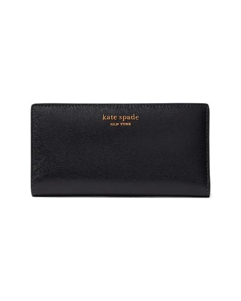 Kate Spade Morgan Saffiano Leather Slim Bifold Wallet in Black | Lyst