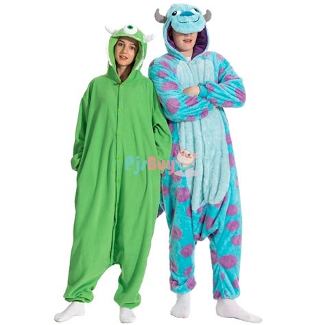 Unisex Sully and Mike Wazowski Duo Halloween Costumes Onesie Pajamas - Pjsbuy.com