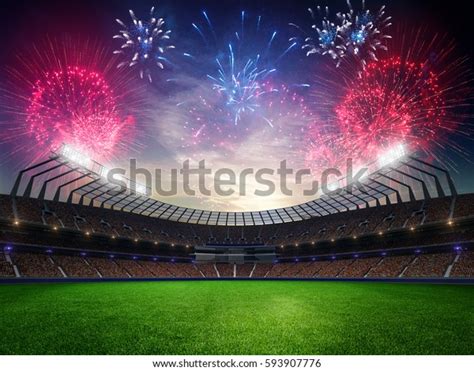 Stadium Sunset People Fans Fireworks 3d Stock Illustration 593907776 | Shutterstock