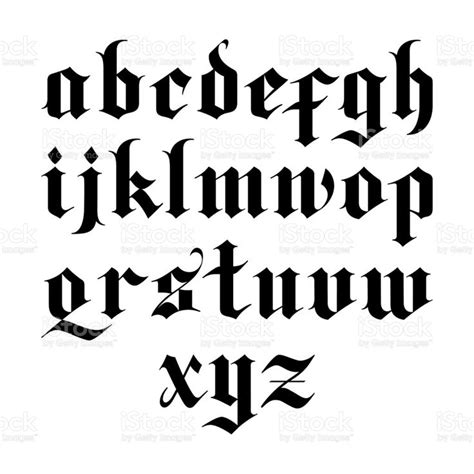 blackletter gothic vector font. lowercase letters | Tattoo lettering ...