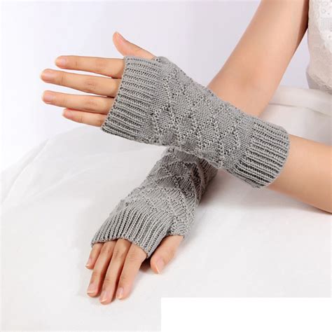 Solid Winter Gloves Women Knitted Fingerless Ladies Gloves - Walmart ...