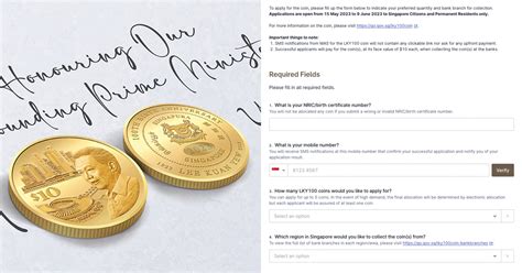 Apply for LKY100 Commemorative Coin by filling up this Gov.sg Online ...