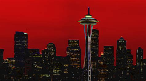 Seattle Skyline in Red Digital Art by Cathy Anderson - Fine Art America