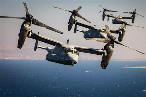 USMC MV-22 Ospreys during a training mission in Kuwait, Sept. 24, 2019 Photo By: Marine Corps ...