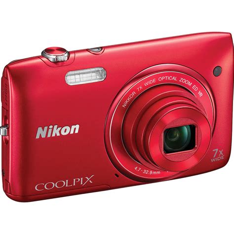 Nikon COOLPIX S3500 Digital Camera (Red) 26379 B&H Photo Video