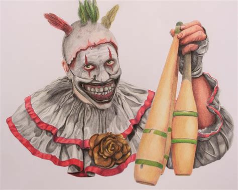 Twisty the Clown American Horror Story Drawing by Tracy Van Lieshout