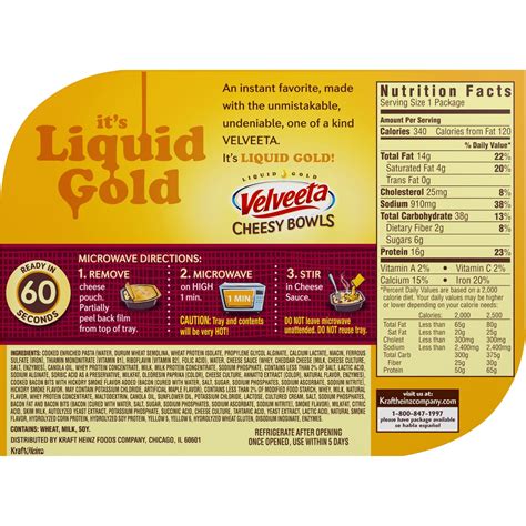 Velveeta Mac And Cheese Nutrition Facts Label - Label Ideas