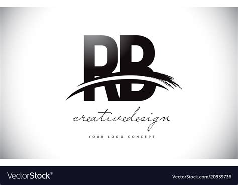 Rb r b letter logo design with swoosh and black Vector Image