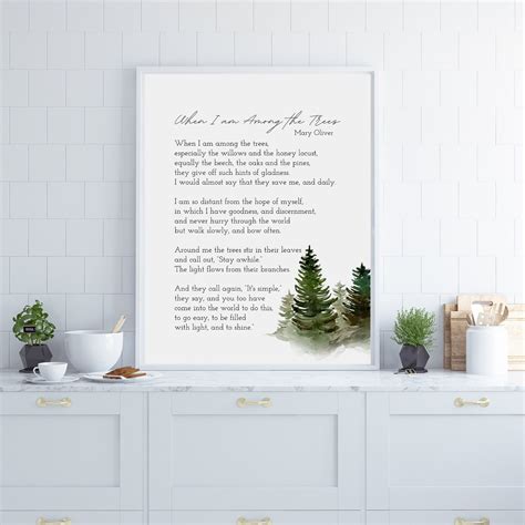 When I Am Among Trees by Mary Oliver Poetry Print Gift | Etsy