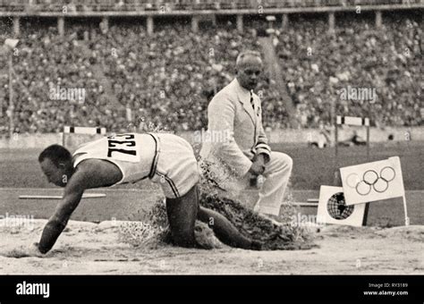 1936 Olympic Games Berlin - Jesse Owens in His Record Breaking Long Jump of 8,06 Meters Takes ...