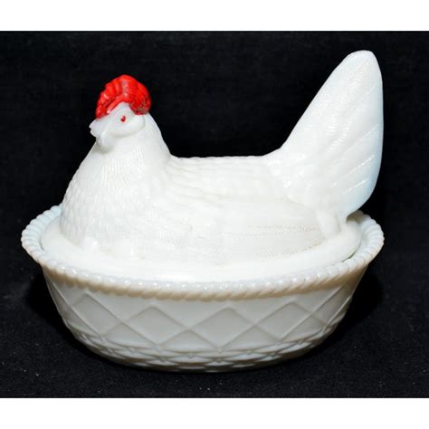 Westmoreland Milk Glass Hen on Nest Serving Dish | Chairish