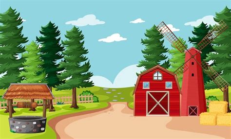 Free Vector | Blank farm scene in cartoon style