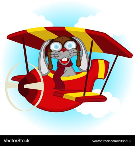 Mascot Dog Flying Airplane Cartoon Vector Clipart FriendlyStock | lupon ...