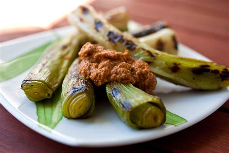 Grilled Leeks With Romesco Sauce Recipe - NYT Cooking