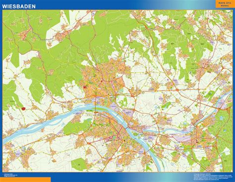 Wiesbaden wall map in Germany | Largest wall maps of the world.