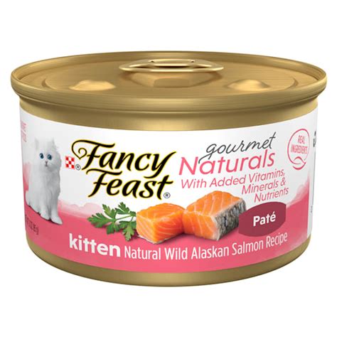 Fancy Feast Grain Free Gourmet Naturals Wild Alaskan Salmon Recipe Pate Wet Kitten Food, 3 oz ...