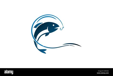 Fish logo vector, hook line concept, illustration graphic design Stock ...