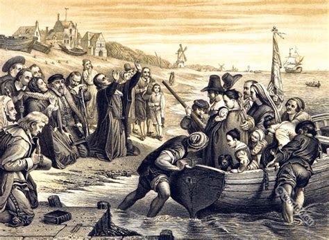 The departure of the Mayflower, July 1620.