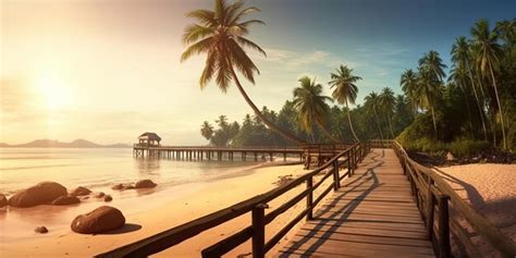 Premium AI Image | Nature panoramic landscape Amazing Panorama sandy tropical beach with ...