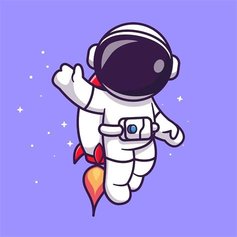 Premium Vector | Cute Astronaut Flying With Rocket In Space Cartoon Vector Icon Illustration ...