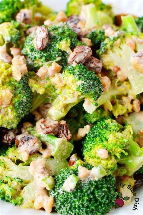 Easy Raisin Broccoli Salad with Walnuts | Salty Side Dish