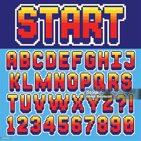 Pixel Retro Font Stock Illustration - Download Image Now - Video Still ...