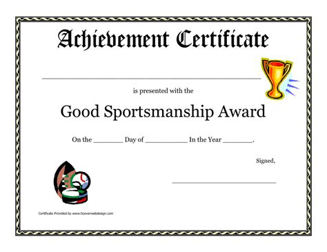 Good Sportsmanship Award Certificate Template Download Printable PDF ...