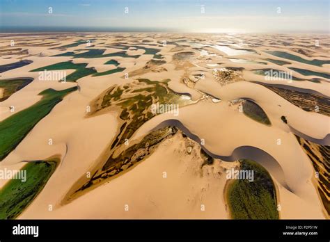 Brazil, Maranhao, Lencois Maranhenses National Park, sand dunes and ...