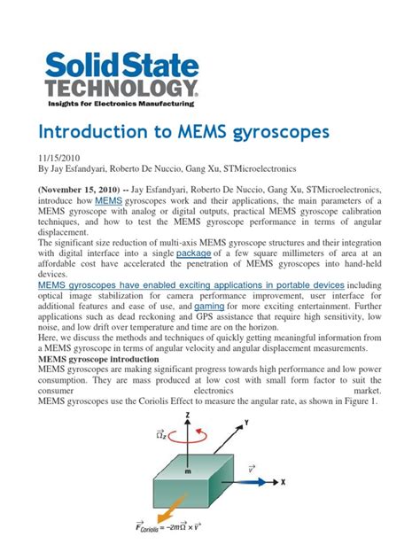 Understanding MEMS Gyroscopes: A Comprehensive Guide to MEMS Gyroscope Technology, Parameters ...